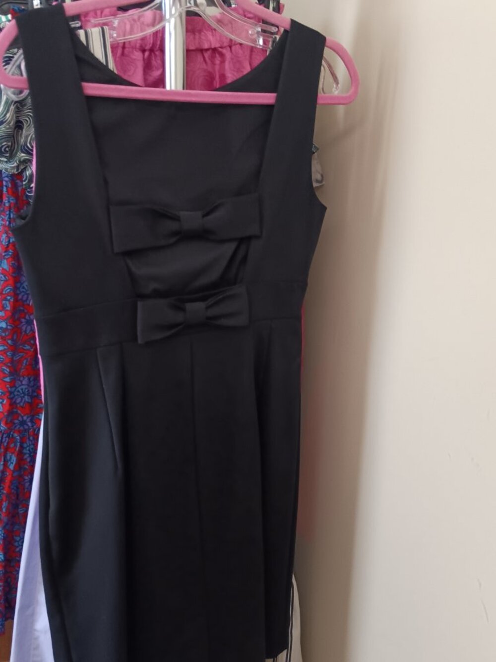 Classic Audrey Vintage Kate Spade Black Sleeveless Dress with Double Bow Back